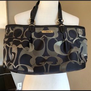 Navy blue coach purse.
